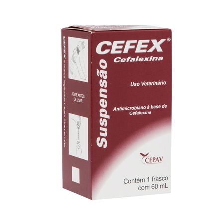 Cefex Suspensão 60ml Cães Antibiótico Cães e Gatos