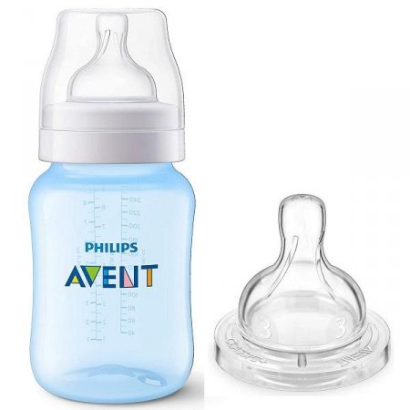 Mamadeira ANTI-COLIC 260ML AZUL + Bico Nº3 Philips AVENT SCD809/28