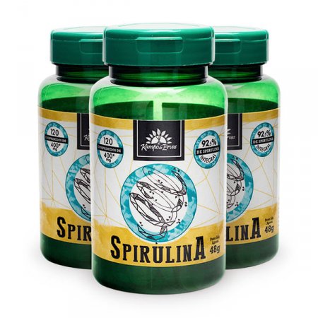 Spirulina Pura Alga 400mg Kampo de Ervas 3und 120 compr cada