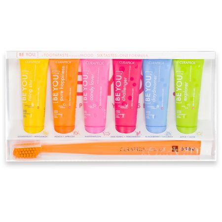 Kit Be You com 6 unidades de 10ml + Escova 5460 Cabo Laranja com Cerdas Laranja - Curaprox