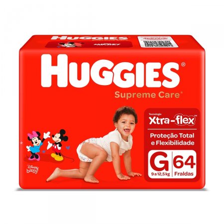 Fralda Huggies Supreme Care G com 64 unidades