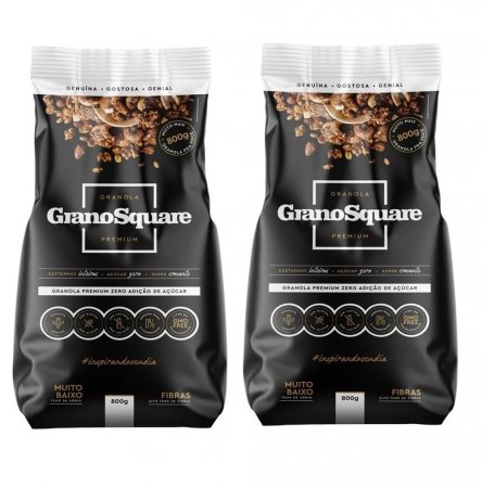Kit com 2 Granola Premium Zero Açúcar 800g Grano Square