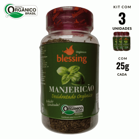 Manjericão Orgânico Tempero Blessing 3 frascos 25 gr cada