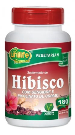 Hibisco E Gengibre 500mg 180 Comprimidos - Unilife - A
