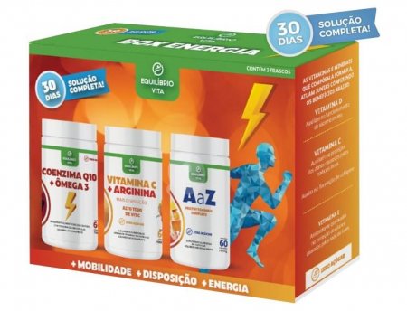 Kit Coenzima Q10 60 Cáps + Vitamina C 60 Cáps + Multivitaminico de A a Z 60 Cáps Equilibrio Vita