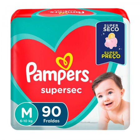 Fralda Pampers Supersec Tamanho M com 90 unidades