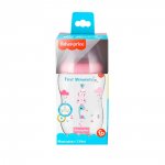 Mamadeira Rosa Algodão Doce First Moments Anti Colica 330ml Fluxo Rápido Fisher Price BB1028