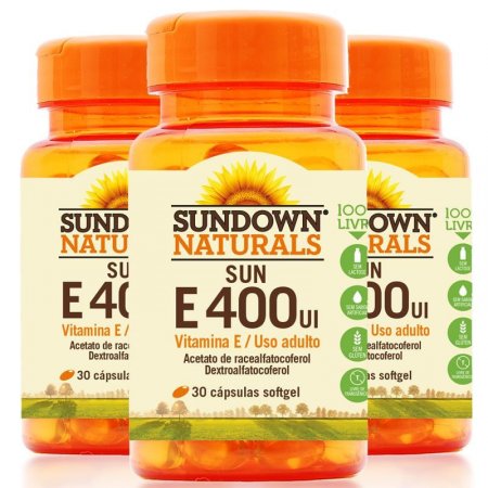Kit 3 Vitamina E 400 Ui Sundown 100 Cápsulas