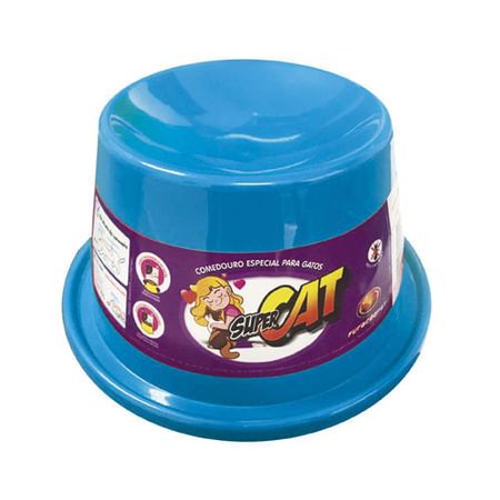Comedouro de Plástico Super Cat 200mL - Furacão Pet Comedouro de Plástico Super Cat Azul 200mL - Furacão Pet