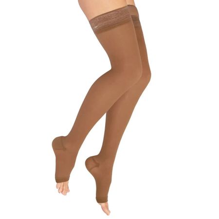 Meia Coxa Venosan Legline - Suave Compressão - Aberta - Sahara - G