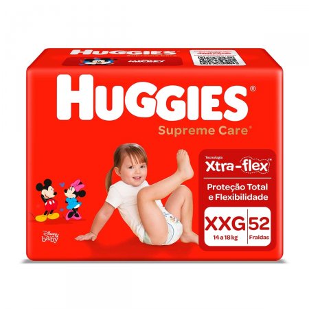 Fralda Huggies Supreme Care XXG com 52 unidades