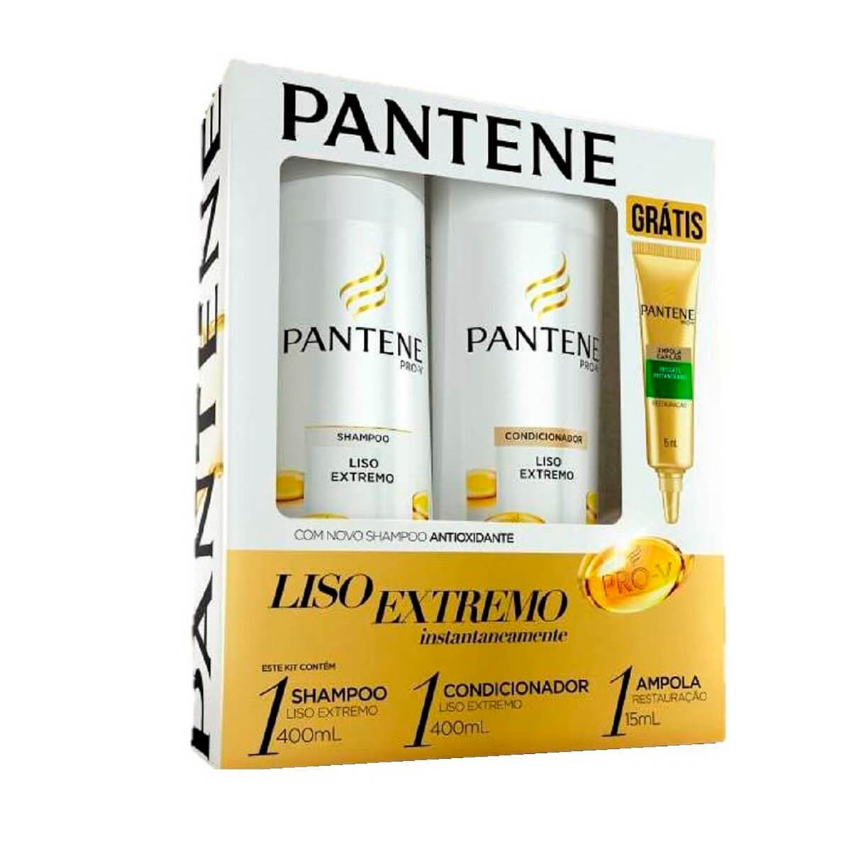 Shampoo + Condicionador Pantene Liso Extremo + Ampola Restauração