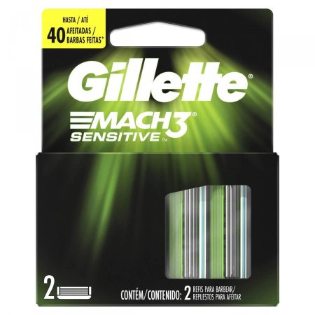 Carga para Aparelho de Barbear Gillette Mach3 Sensitive com 2 unidades