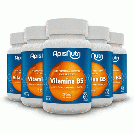 Kit 5 Vitamina B5 Apisnutri 60 cápsulas