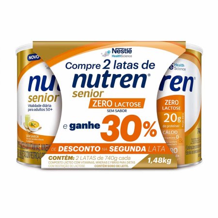 Kit Complemento Alimentar Nutren Senior Zero Lactose Sem Sabir com 2 Unidades
