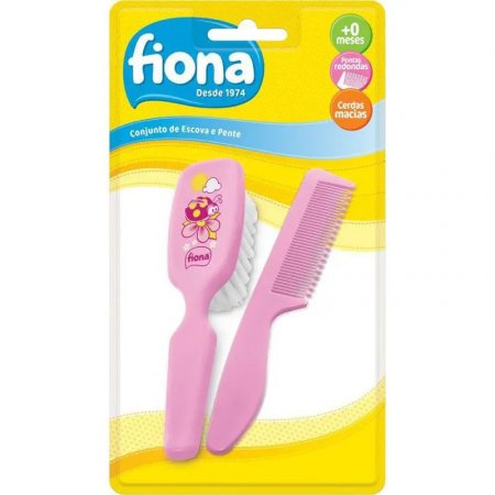 Conjunto de Escova e Pente Fiona Com 2 Peças Rosa 802530