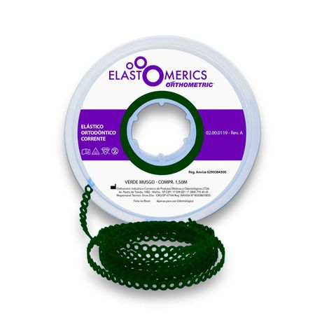 Elastômeros Corrente 1,5m Verde Musgo - Orthometric Elastômeros Corrente 1,5m Médio Verde Musgo - Orthometric