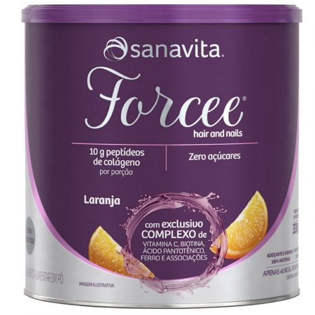 Colágeno Forcee Unhas e Cabelos 330g Sanavita Laranja