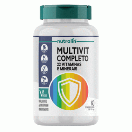Multivitamínico, 22 Vitaminas e Minerais, 60 Comprimidos / 600mg