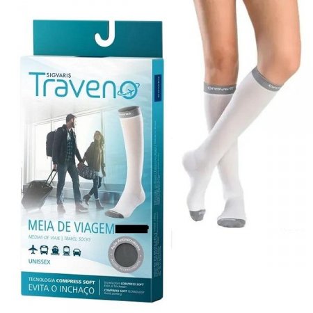 Meia 3/4 para Viagem Sigvaris Traveno 170 Fechada - Branco - M