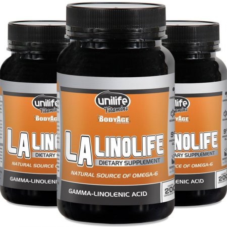 Kit 3 Óleo de prímula Linolife LA Unilife 200 cápsulas