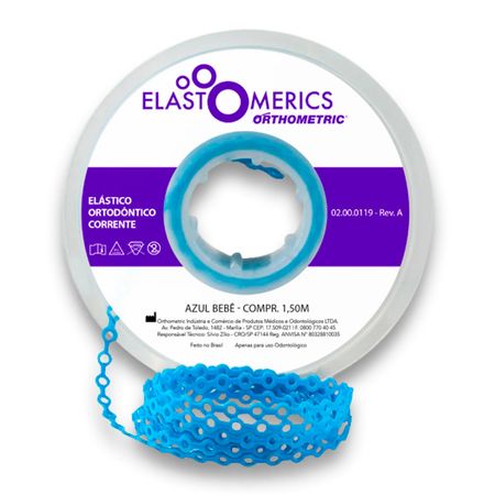 Elastômeros Corrente 1,5m Azul Bebê - Orthometric Elastômeros Corrente 1,5m Médio Azul Bebê - Orthometric