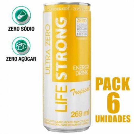 Kit 6 Energético Energy Drink Tropical 269ml Life Strong