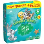 Fralda Baby Looney Tunes Tamanho G Pacote Hiper 54 Fraldas Descartáveis e Ganhe 6 Fraldas