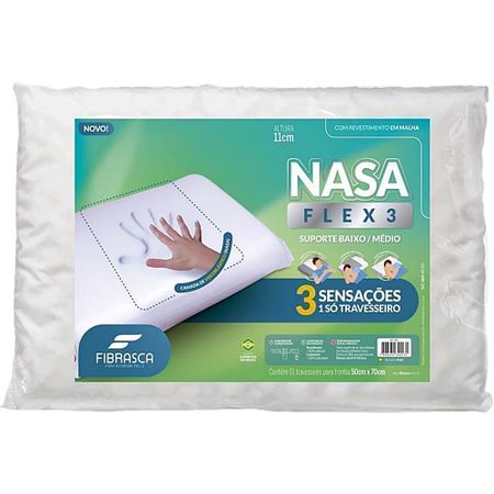 Travesseiro Nasa Flex3 Fibrasca - Suporte Baixo/Médio - 50X70Cm - 4423