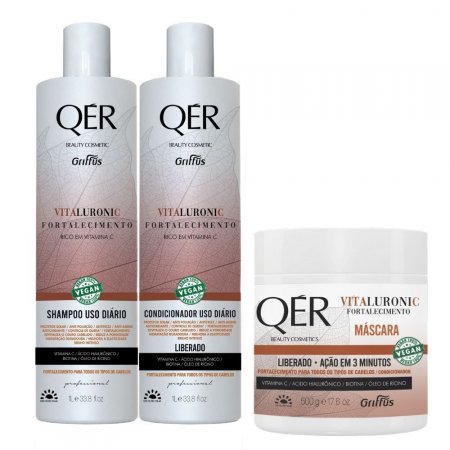 KIT VITALLURONIC QER SHAMPOO + CONDICIONADOR 1L + MASCARA 500G