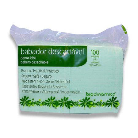 Babador Descartável - Biodinâmica Babador Descartável Verde com 100 33,5X47 - Biodinâmica