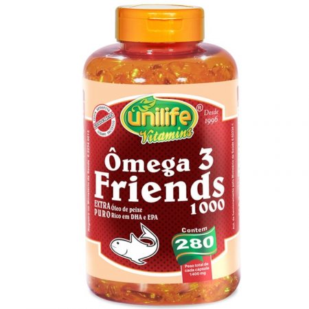 Ômega 3 Friends 1400mg óleo de Peixe 280 cápsulas Unilife