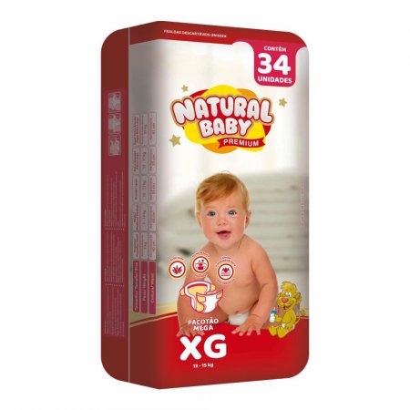 Fralda Natural Baby Premium Mega Pacotão Xg 34 Un.