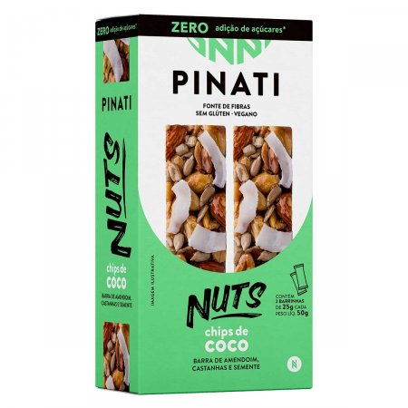 Barra de Amendoim, Castanha e Semente Pinati Nuts Chips de Coco com 2 Unidades