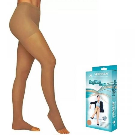 Meia Calça Média Compressão Venosan Legline 20-30 AT PE Aberto - Bege - P