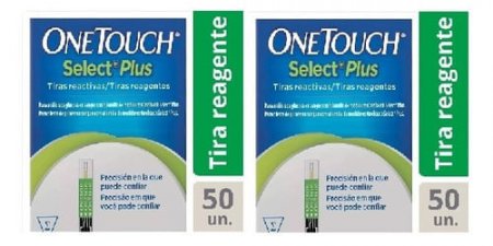 Kit com 100 tiras Reagentes Glicemia One Touch Select Plus
