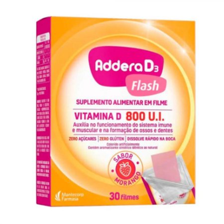 Addera d3 flash 800ui sabor morango 30 filmes