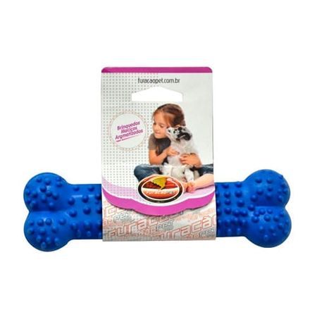 Osso de Borracha com Cravo Plaque Ataque-Azul-G