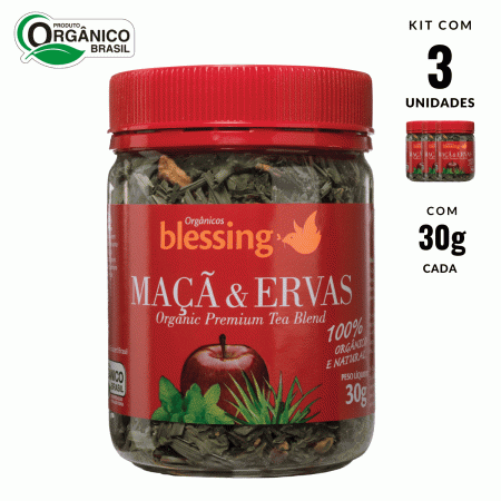Chá de Maçã Melissa Menta Cidreira Orgânicas Blessing 3 und
