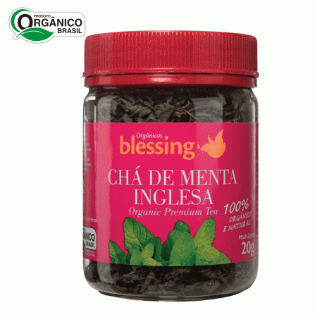 Chá de Menta Inglesa Orgânica Premium Folhas Blessing 20 gr
