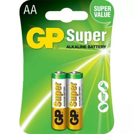 Pilha Alcalina AA Pequena GP Super c/ 2 Unidades