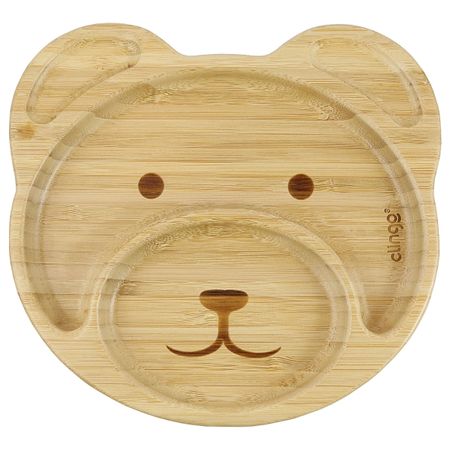 Prato de Bambu com Divisórias e Ventosa Urso Green (6m+) - Clingo C3044 PRATO DE BAMBU URSO COM VENTOSA