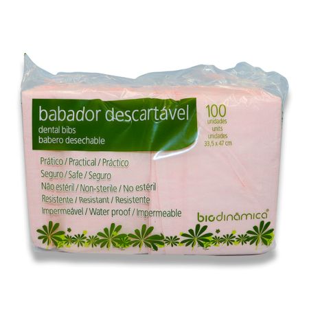 Babador Descartável - Biodinâmica Babador Descartável Rosa com 100 33,5X47 - Biodinâmica