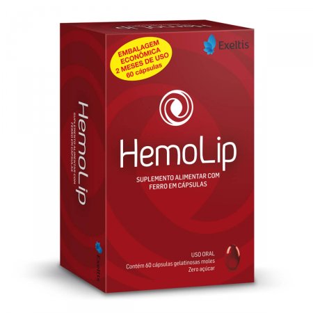 Hemolip Suplemento Alimentar com Ferro com 60 cápsulas