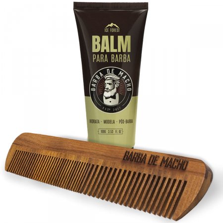 Balm Combate Caspa Na Barba + Pente De Madeira Para Barba