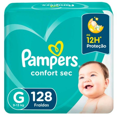 Fralda Pampers Confort Sec G com 128 unidades