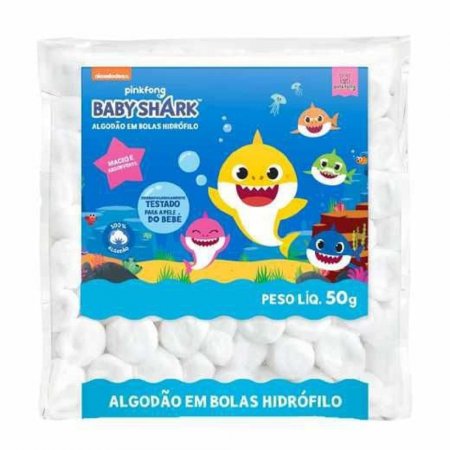 Algodão Cremer Baby Shark Bolas Branco 50g