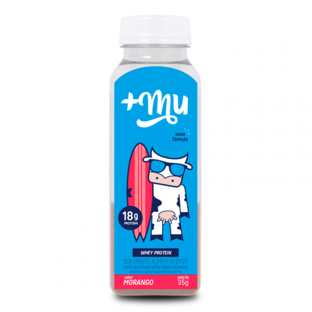 Whey Protein Concentrado +Mu Sabor Morango Garrafinha com 35g