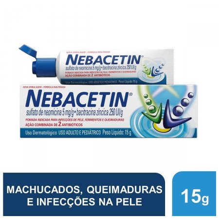 Nebacetin 250UI/g + 5mg/g Pomada com 15g