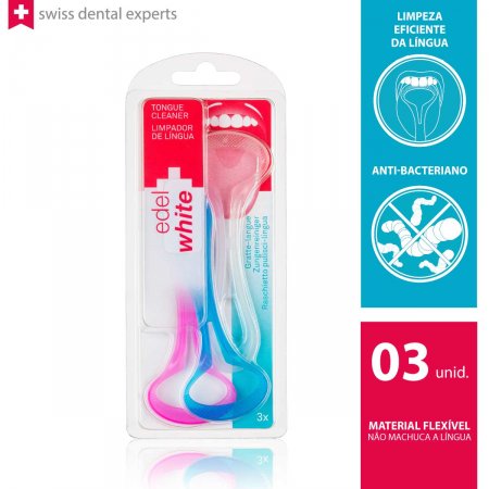 Limpador de Língua edel white com 3 unidades